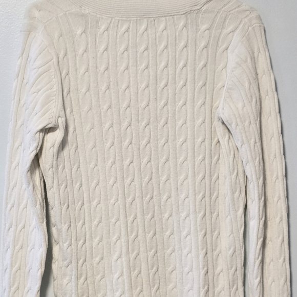 Charter Club Shawl Neck Cotton/Nylon Sweater Ivory/Creme Cable Knit Size S - Picture 7 of 11